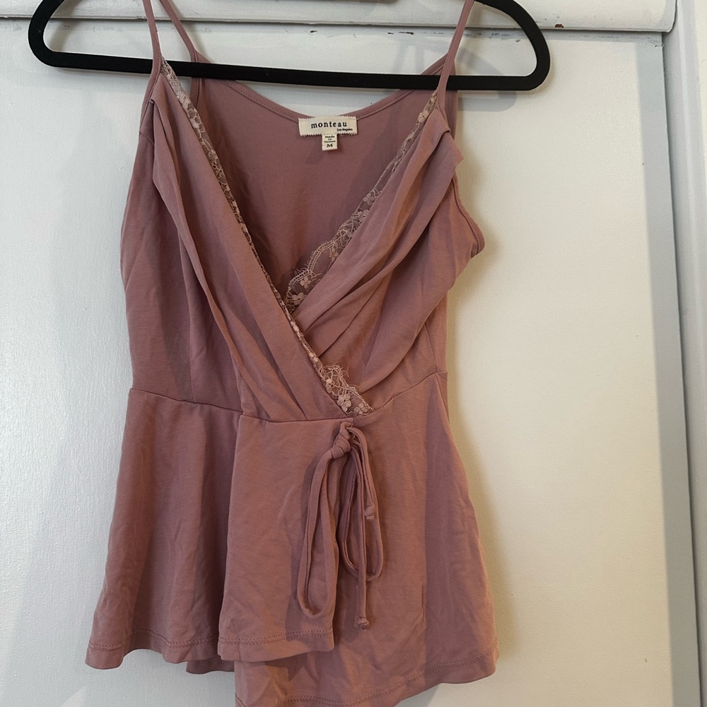 Monteau Pink Wrap Top
